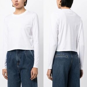 Loulou Studio White Masal Long Sleeve T-Shirt Tee Cotton Size Small